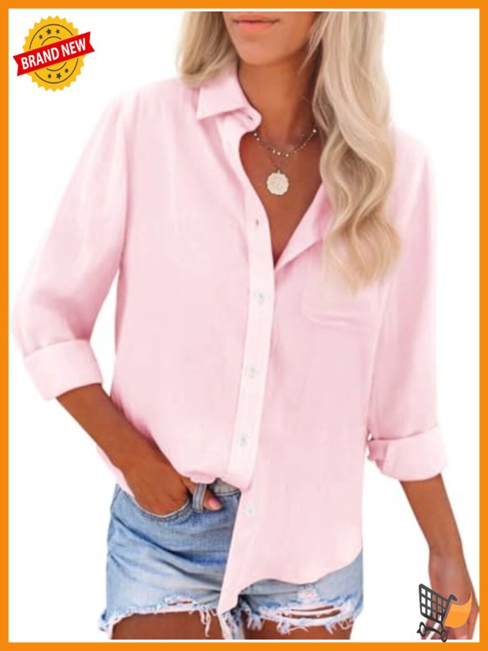 Womens 100% Cotton Oxford Button Down Shirt Long Sleeve Work Blouse